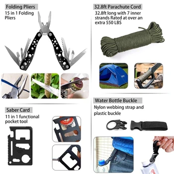 125Pcs Avarii Survival Kit Professionaalne Ellujäämise Käik Tool First Aid Kit SOS Taktikaline Nuga koos Molle Kott Telkimine