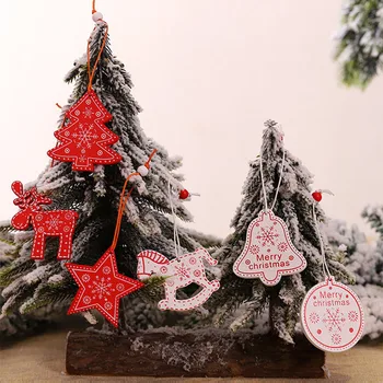 12tk/kast Jõulud naturaalsest Puidust Kaunistused Star Südame Hirv Ripatsid Rippuvad Kingitused Xmas Tree Decor Kodus Uue Aasta Teenetemärgi
