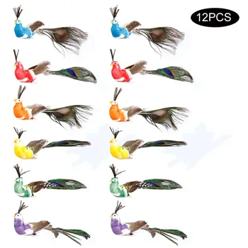 12tk Kunstlik Paabulinnu Mudel Armas Vaht Sulgedega Lind Mini Dekoratiivsed Parvede Linnud Kodu Ornament