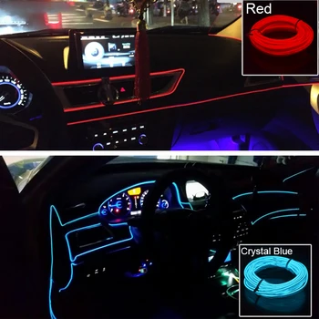 12V EL Traat Auto Neoon LED Valgusega Kaunistamiseks Riba Värvi LED Lamp sigaretisüütaja Pessa Auto Tuled Universaalne Auto Tarvikud
