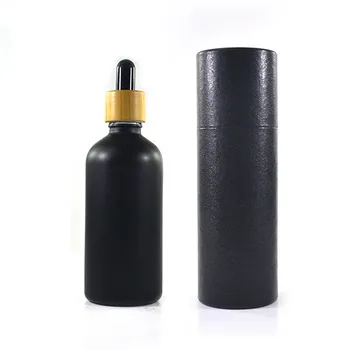 144pcs 100ml matt must klaasist pudel tilguti paber-toru pakend 100ml klaas eeterlikku õli pudel, 3oz