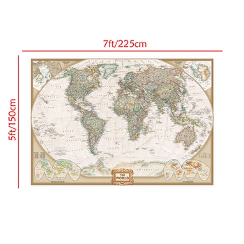 150x225cm Maailma Füüsiline Kaart mittekootud Kaart Olulised Jõed Maailma Hariduse Office Home Decor