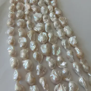 16 tolline kvaliteetne AA+ lahti pearl helmed lõng, Loodus magevee pärl suur barokk kuju,14-18nature valge värv