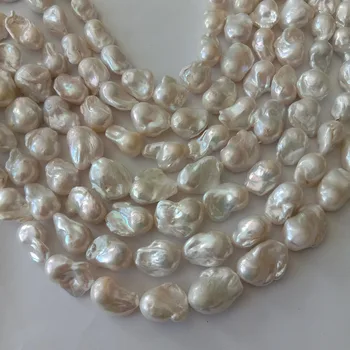16 tolline kvaliteetne AA+ lahti pearl helmed lõng, Loodus magevee pärl suur barokk kuju,14-18nature valge värv