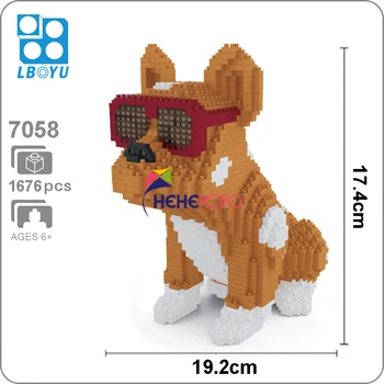 1600pcs+ Mood Bull Dog ehitusplokk 7057 7058 Prillid Loom Pet DIY 3D Mudel Mini Väikesed Klotsid Diamond Hoone Mänguasjad