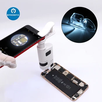190X Mobiiltelefoni Mikroskoopi Rakkude Telefon Clip Tasku Luup LED-UV-Valgust, Jade Tunnus