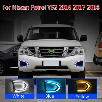 1Pair Auto LED PÄEVATULED Jaoks Nissan Patrol Y62 2016 2017 2018 päevasõidutuli, Kollane suunatuli Öö Udutuli Sinine