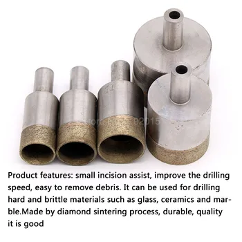 1tk 4-26 mm Paagutatud Diamond Core Drill Bits Sirge Varre 6mm Auk Nägi Bench Drill Klaasist Keraamiline Kivi Marmor Jade Plastikust