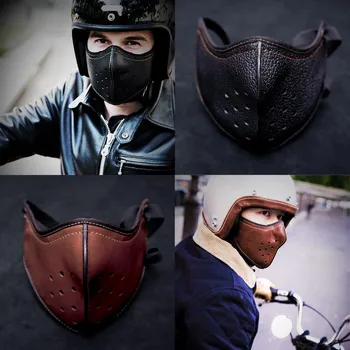 1tk Punk Nahast Mask Mootorratta Biker Poole Näo Mask Anti-Tolmu Sport Mask Anti Saastuse Mask mascarilla mujer Mondkapjes #25