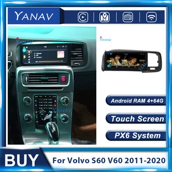 2 Din Android Auto GPS Navigatsiooni Video, Audio Volvo S60 V60 2011-2020 Auto Raadio Multimeedia DVD Mängija HD Puutetundlik Ekraan