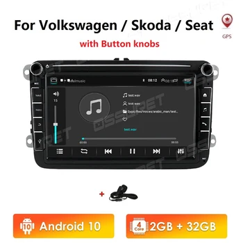 2 din Auto Raadio Multimeedia Mängija, GPS Volkswagen VW Passat B7 B6 Golf, Touran Polo Sedaan Tiguan jetta Android 10 2+32 4G WIFI