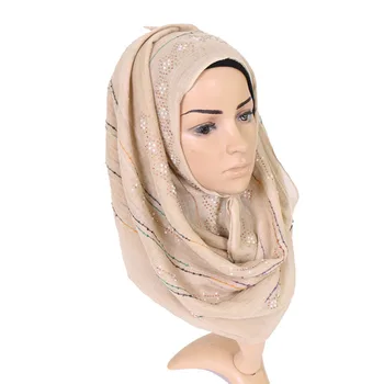 2018 Mood Plain Pearl Lurex Glitter Viskoos Sall Lady Luksus Brändi Suurrätikud ja Wrapid Sügis-Talv Vajutage Diamond Moslemi Hijab