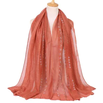 2018 Mood Plain Pearl Lurex Glitter Viskoos Sall Lady Luksus Brändi Suurrätikud ja Wrapid Sügis-Talv Vajutage Diamond Moslemi Hijab
