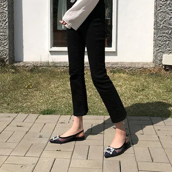 2019 aasta kevadel ja suvel uus stiil Rhinestone lukk Pits Haldjas Sandaalid Teravanurgeliste seksikas võre Korter põhja naiste korter sandaalid