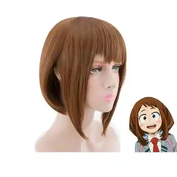 2019 hot müük Anime Minu Kangelane akadeemiliste Ringkondade Ochako Uraraka Short Brown Bob kuumakindel Cosplay Kostüüm Wig + Kork