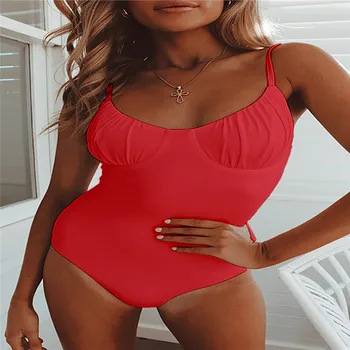 2019 naiste Ujumisriided, Seksikas kõrge lõigatud ühes tükis ujumistrikoo Backless ujuda masti Must Valge Punane nahkrihm trikoo naine Monokini