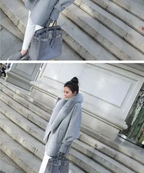 2019 Villane mantel naistele korea versiooni sügis jakk caot särk hall suur karusnaha krae talvel elegantne villase windbreaker