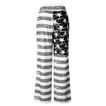 2020. aasta Naine püksid Ameerika Lipu Nöör Lai Jalg Püksid, Säärised штаны женские