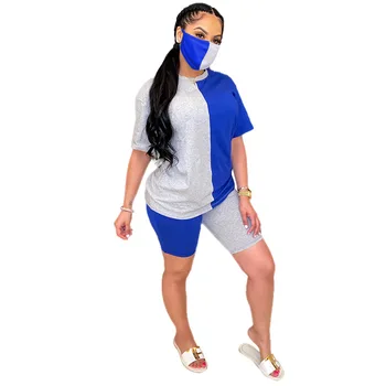 2020. aasta Suvel Kuuma Müüa Kahe-osaline Komplekt, Naised 's Õmblemine, Trükkimine Värvi Kontrasti Pingeline Casual Sexy Ülikond Mask