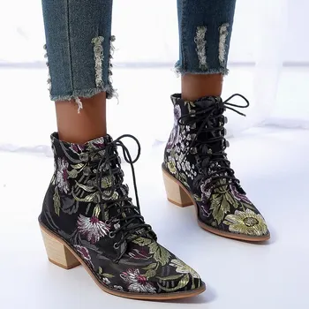 2020. aasta Talvel Naiste poolsaapad Med Kontsaga Kingad Vintage PU Nahast Papud Needid, Lukk Deco Mujer Zapatos Botas Mujer