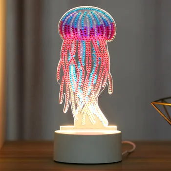 2020. aasta Uus 5D Diamond Maali LED Öö Lambi Kaunistada Laua Kerge Tüdruk Cartoon Pilt Kive Käsitsi valmistatud Kingitus