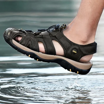 2020. aasta Uus Mood Meeste Sandaalid Suvel Pehme Beach Flip Flop Mugav, Ehtne Nahk Sandaalid Väljas Meeste Rooma Sandaalid Suurus 49