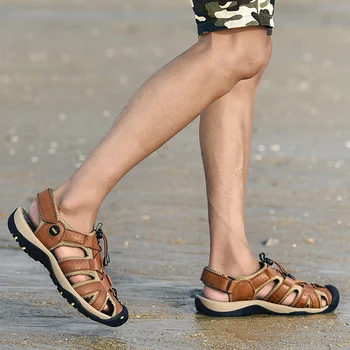2020. aasta Uus Mood Meeste Sandaalid Suvel Pehme Beach Flip Flop Mugav, Ehtne Nahk Sandaalid Väljas Meeste Rooma Sandaalid Suurus 49