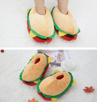 2020. aasta uus Puuvillane naiste sussid hamburger Soe kingad Kodu sise-kingad Pehme põhjaga 35-41 pool naljakas kingad