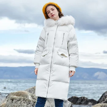 2020. aasta uus talve sulejope naiste keskel-long fashion suur karusnaha krae, paks, pikk, alla mantel naine korea lahti tuule mantel naine