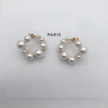 2020. aasta Uus Valge Lille Kuju Disain prantsuse Lihtne Gradient Suurus Imporditud Klaasjas Pearl Ear Stud Hipster Elegantne Kõik-mängu Kõrvarõngad