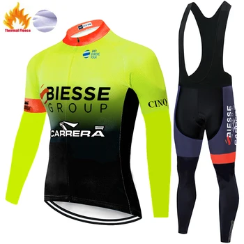 2020 meeskond BIESSE Jalgrattasõit jersey meeste Talvel Termilise Fliis ropa ciclismo hombre Mehed 20D geel padjad ropa invierno uniforme