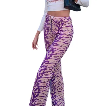 2020 Naiste Põletatud Püksid Naiste Kevad-Sügis Printida Kõrge Vöökoht Ees Tõmblukk Skinny Püksid Elegantsed Daamid Rõivad
