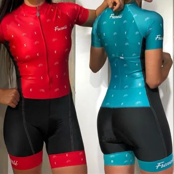 2020 Pro Team Triatloni Ülikond Naiste lühikesed varrukad Jalgrattasõit Jersey Skinsuit Kombekas Maillot Jalgrattasõit Ropa ciclismo set geel 048