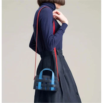 2020 Punutud Mini Crossbody Kotid Naiste Suvel Moe Disainer Kontrasti, Värvi PU Nahk Messenger Bag Tüdrukud Väike Sidur Käekott