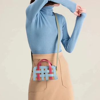 2020 Punutud Mini Crossbody Kotid Naiste Suvel Moe Disainer Kontrasti, Värvi PU Nahk Messenger Bag Tüdrukud Väike Sidur Käekott