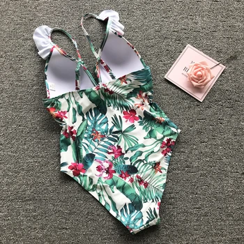 2020 Ühes Tükis Ujumistrikoo Naiste Ujumisriided Seksikas Monokini Push Up Ujumine Ülikond Ruffle Suplejaid Uus trikoo Naine Beach Sulatatud XL