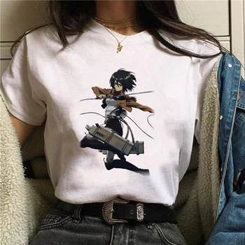 2021 Harajuku Rünnak Hiiglane Naine Tshirts Top Disain Valged Lühikesed Varrukad Esteetiline Jaapani Anime