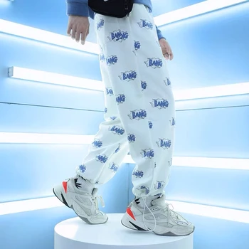 2021SS Hiphop Haaremi Püksid Mees Streetwear Retro Tähti Täis Prindi Püksid Sweatpants Harajuku Liiga Lahti Joggers Püksid
