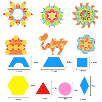 250Pcs Puidust Geomeetrilised Puzzle 3D Tangram Pusle Juhatuse Mänguasi Beebi Varajast Haridus-Õppe Mänguasi Matemaatika Mänguasi Lastele Õpetamise Abi