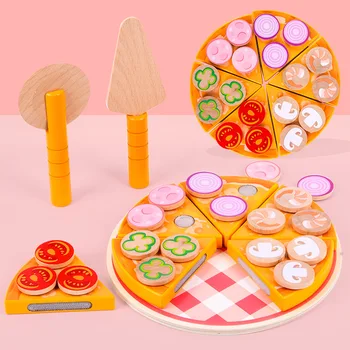 27pcs Pizza Puidust Mänguasjad, Toit, Toiduvalmistamis Simulatsiooni Lauanõud Lastele, Köök Teeselda Mängida Mänguasi Puu-Köögivilja koos Lauanõud