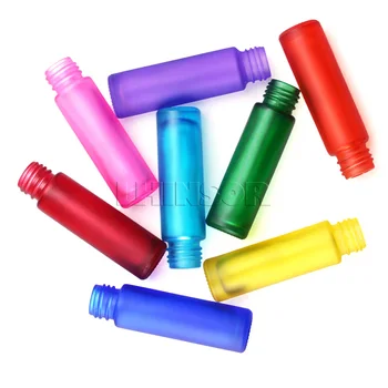 2tk/lot 10ml Jäätunud Värvikas Paks Klaas Rulli sisse Doterra eeterlik Õli Parfüümi Pudelid Reisi Korduvtäidetavaid Rollerball Pudel