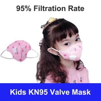 3-12-aastased Lapsed Lapsed KN95 Ventiil Mask Laps Anti Tolmu KN95 filter Kaitsvat näomaski Poisid Tüdrukud Respiraatorit Valved Mask