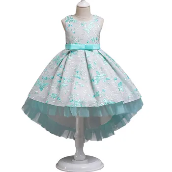 3-14T flower girl Trailing pulm kleidid Tüdruk kõrget kvaliteeti Pärli Ere puurida Tutu Pits kleit Printsess pikk kleit Poole