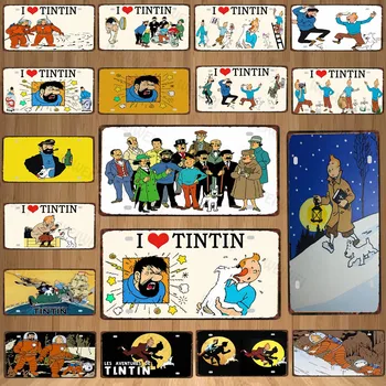 30X15Cm Armastus Tintini Koomiksi Tahvel Metall-Vintage Retro Tina Märk Ainulaadne Kingitus Seina Baar Kodus Lapsed Toas Teenetemärgi