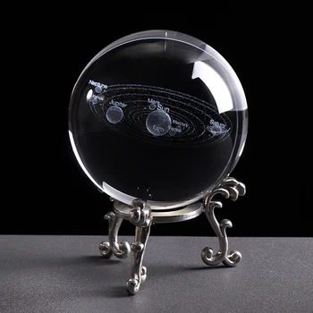 3D Crystal ball öö valgust päikesesüsteemi Kääbus Planeedid Mudel Kera Klaas Maailma Ornament Home Decor Kingitus Astrophile