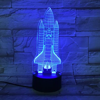 3D Lamp Atmosfääri Apollo Projekt Space Shuttle Columbia 7 Värvi Kaugjuhtimispuldi jaoks jõulukink Led Night Light Lamp