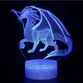 3D LED Night Light Dinosaurus Dragon Lamp 16Colors Muuta Night light puldiga laualambid Mänguasjad Kingitus Lapsele Kodu Kaunistamiseks