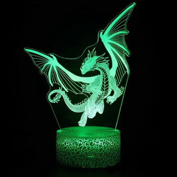3D LED Night Light Dinosaurus Dragon Lamp 16Colors Muuta Night light puldiga laualambid Mänguasjad Kingitus Lapsele Kodu Kaunistamiseks
