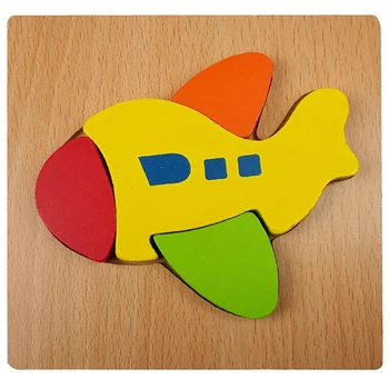 3D puidust puzzle multikas loomade liikluse kognitiivse loominguline, värvikas laste varajase hariduse mänguasi kingitus laps vanema-lapse mänguasi