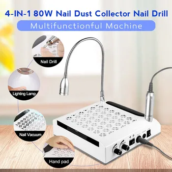 4-1 Nail Drill & Nail Dust Collector Maniküür koos Kahe Võimsa Ventilaatori Tolmuimeja Maniküür Vahend Kõike Maniküür